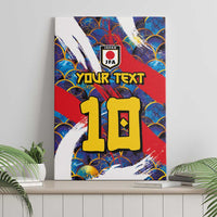 Custom Japan Football Canvas Wall Art Seigaiha and Brush Style