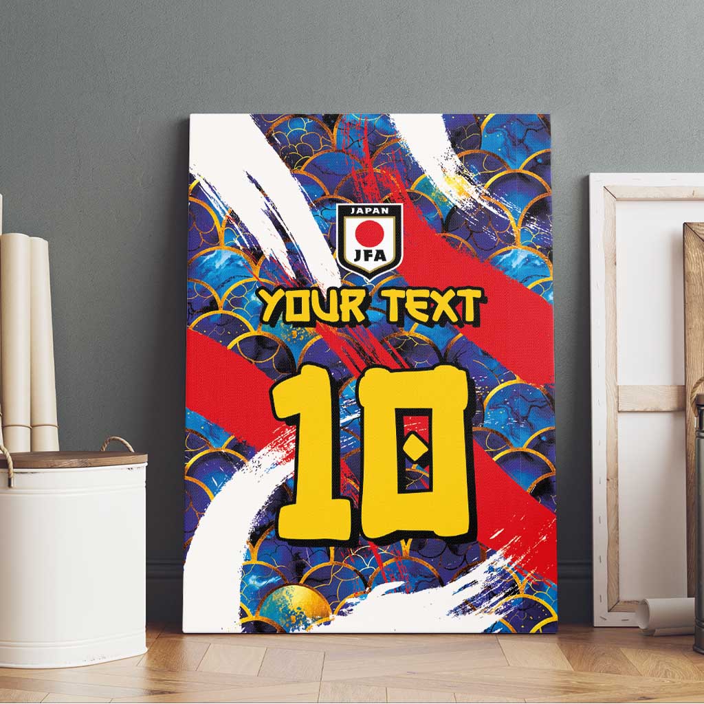 Custom Japan Football Canvas Wall Art Seigaiha and Brush Style
