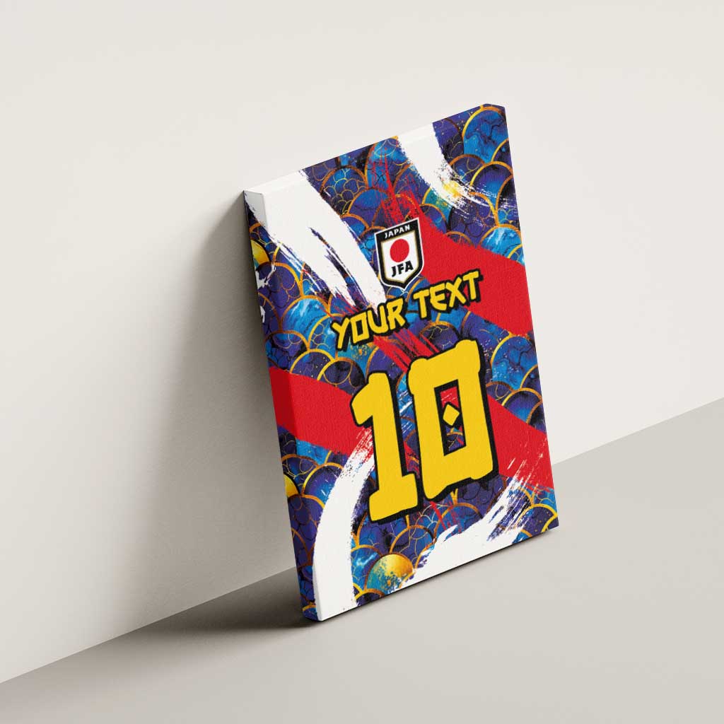 Custom Japan Football Canvas Wall Art Seigaiha and Brush Style