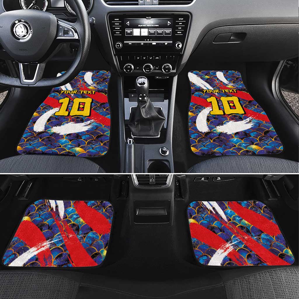 Custom Japan Football Car Mats Seigaiha and Brush Style
