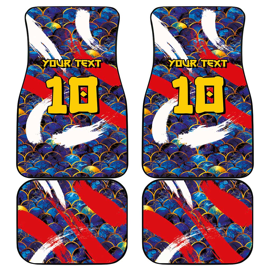 Custom Japan Football Car Mats Seigaiha and Brush Style