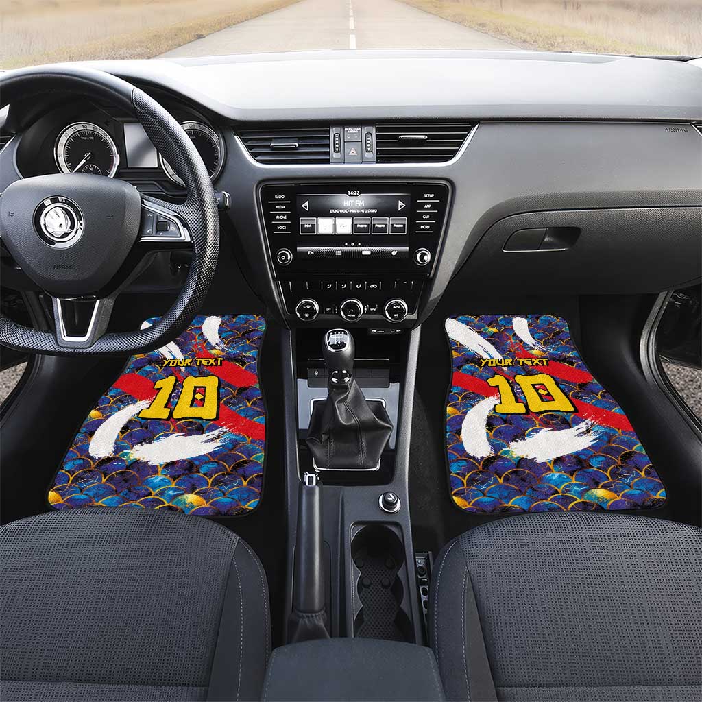 Custom Japan Football Car Mats Seigaiha and Brush Style