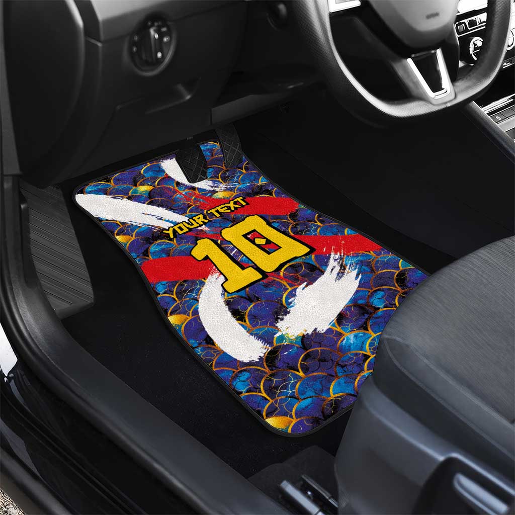 Custom Japan Football Car Mats Seigaiha and Brush Style