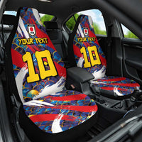 Custom Japan Football Car Seat Cover Seigaiha and Brush Style