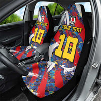 Custom Japan Football Car Seat Cover Seigaiha and Brush Style