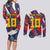 Custom Japan Football Couples Matching Long Sleeve Bodycon Dress and Long Sleeve Button Shirt Seigaiha and Brush Style