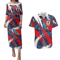 Custom Japan Football Couples Matching Puletasi and Hawaiian Shirt Seigaiha and Brush Style