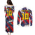 Custom Japan Football Couples Matching Puletasi and Long Sleeve Button Shirt Seigaiha and Brush Style