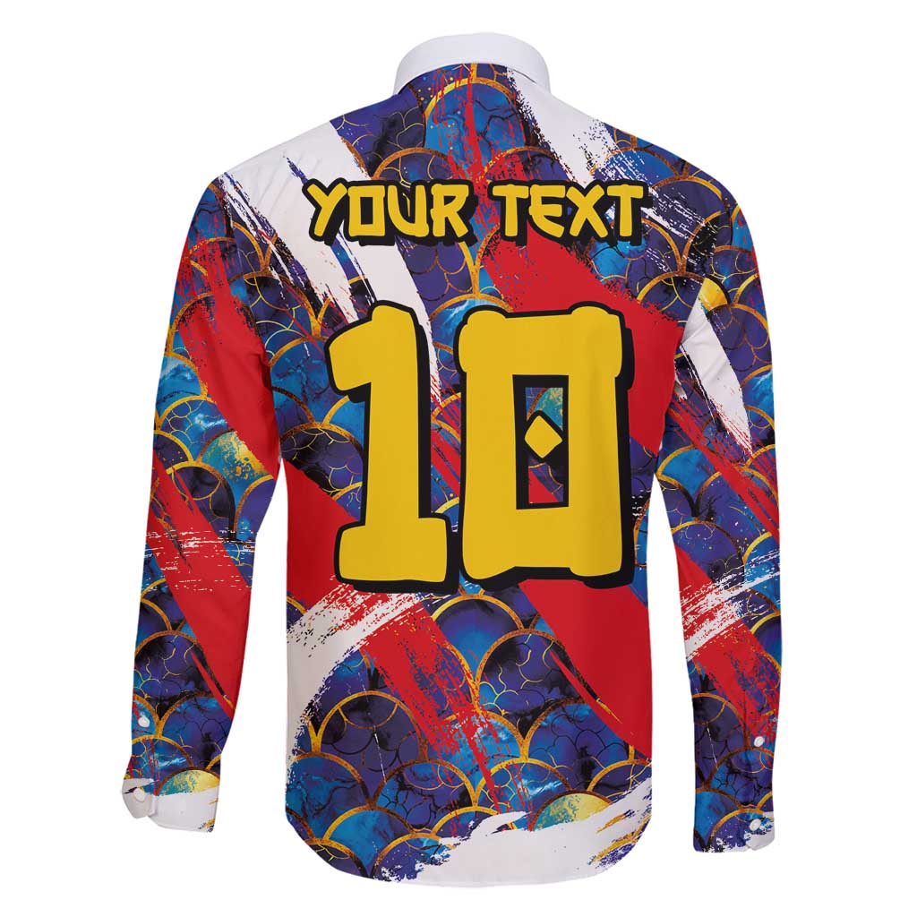 Custom Japan Football Family Matching Long Sleeve Bodycon Dress and Hawaiian Shirt Seigaiha and Brush Style