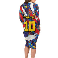 Custom Japan Football Family Matching Long Sleeve Bodycon Dress and Hawaiian Shirt Seigaiha and Brush Style
