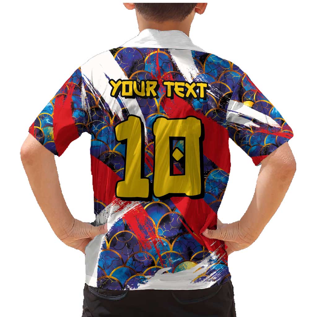 Custom Japan Football Family Matching Mermaid Dress and Hawaiian Shirt Seigaiha and Brush Style