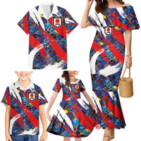 Custom Japan Football Family Matching Mermaid Dress and Hawaiian Shirt Seigaiha and Brush Style