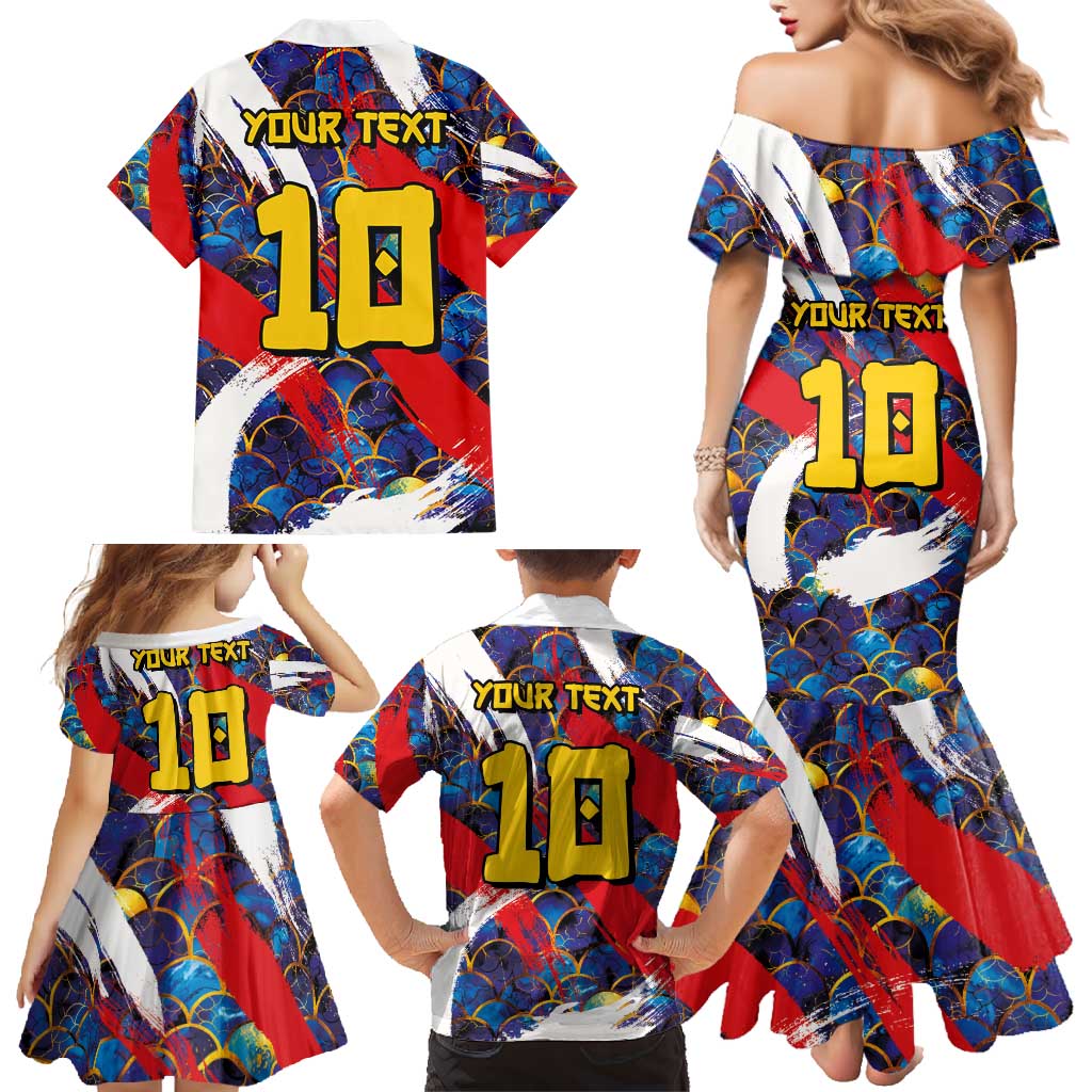 Custom Japan Football Family Matching Mermaid Dress and Hawaiian Shirt Seigaiha and Brush Style