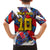 Custom Japan Football Family Matching Off The Shoulder Long Sleeve Dress and Hawaiian Shirt Seigaiha and Brush Style