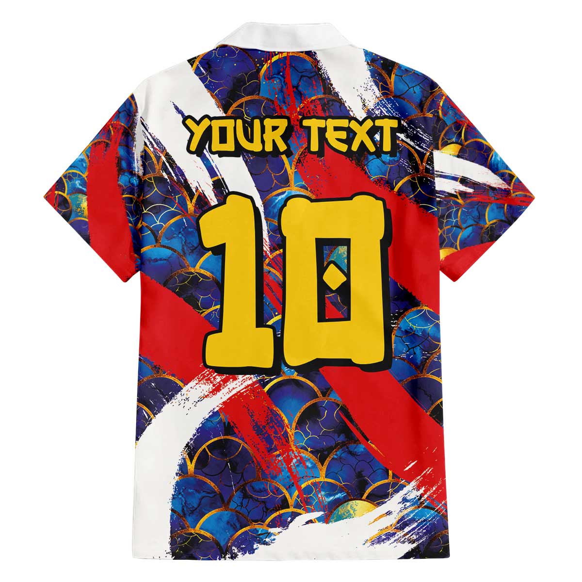 Custom Japan Football Family Matching Off The Shoulder Long Sleeve Dress and Hawaiian Shirt Seigaiha and Brush Style