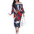 Custom Japan Football Family Matching Off The Shoulder Long Sleeve Dress and Hawaiian Shirt Seigaiha and Brush Style