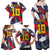 Custom Japan Football Family Matching Off Shoulder Maxi Dress and Hawaiian Shirt Seigaiha and Brush Style