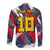 Custom Japan Football Family Matching Off Shoulder Short Dress and Hawaiian Shirt Seigaiha and Brush Style