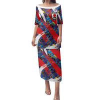 Custom Japan Football Family Matching Puletasi and Hawaiian Shirt Seigaiha and Brush Style