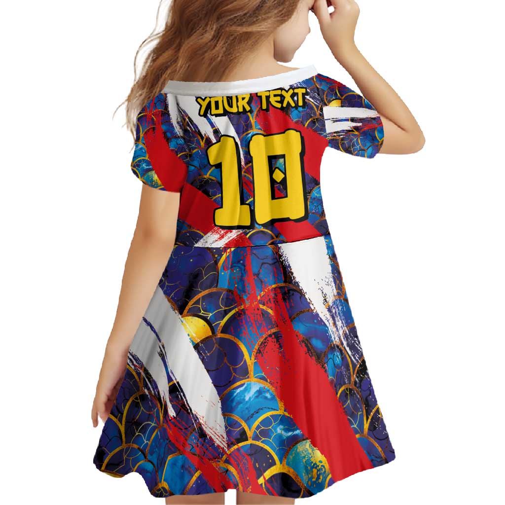 Custom Japan Football Family Matching Summer Maxi Dress and Hawaiian Shirt Seigaiha and Brush Style