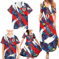 Custom Japan Football Family Matching Summer Maxi Dress and Hawaiian Shirt Seigaiha and Brush Style