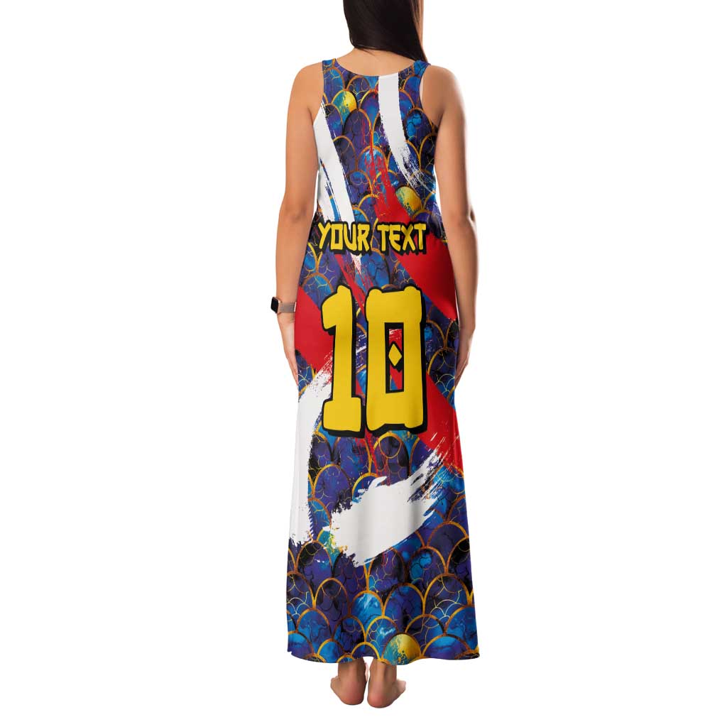 Custom Japan Football Family Matching Tank Maxi Dress and Hawaiian Shirt Seigaiha and Brush Style