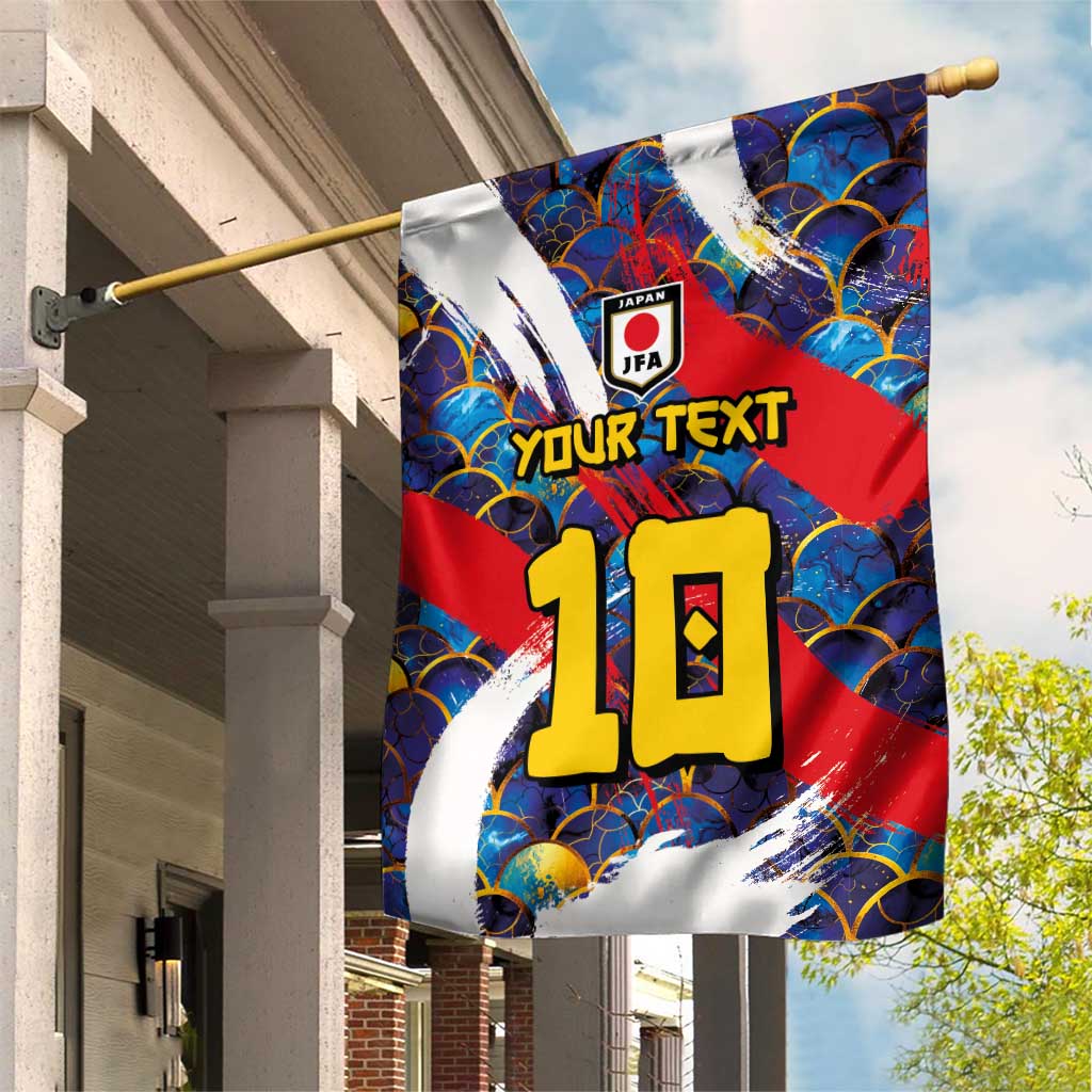 Custom Japan Football Garden Flag Seigaiha and Brush Style