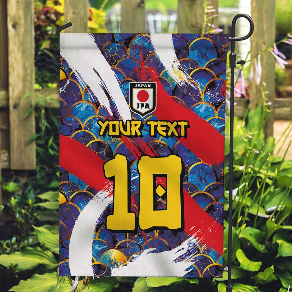 Custom Japan Football Garden Flag Seigaiha and Brush Style