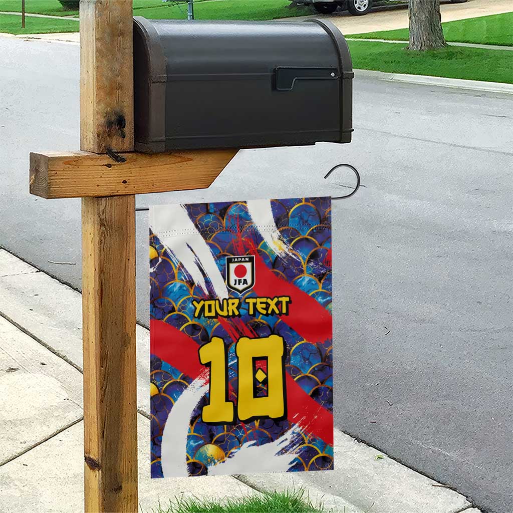 Custom Japan Football Garden Flag Seigaiha and Brush Style