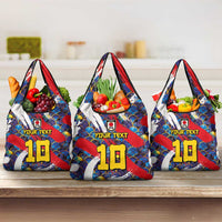 Custom Japan Football Grocery Bag Seigaiha and Brush Style