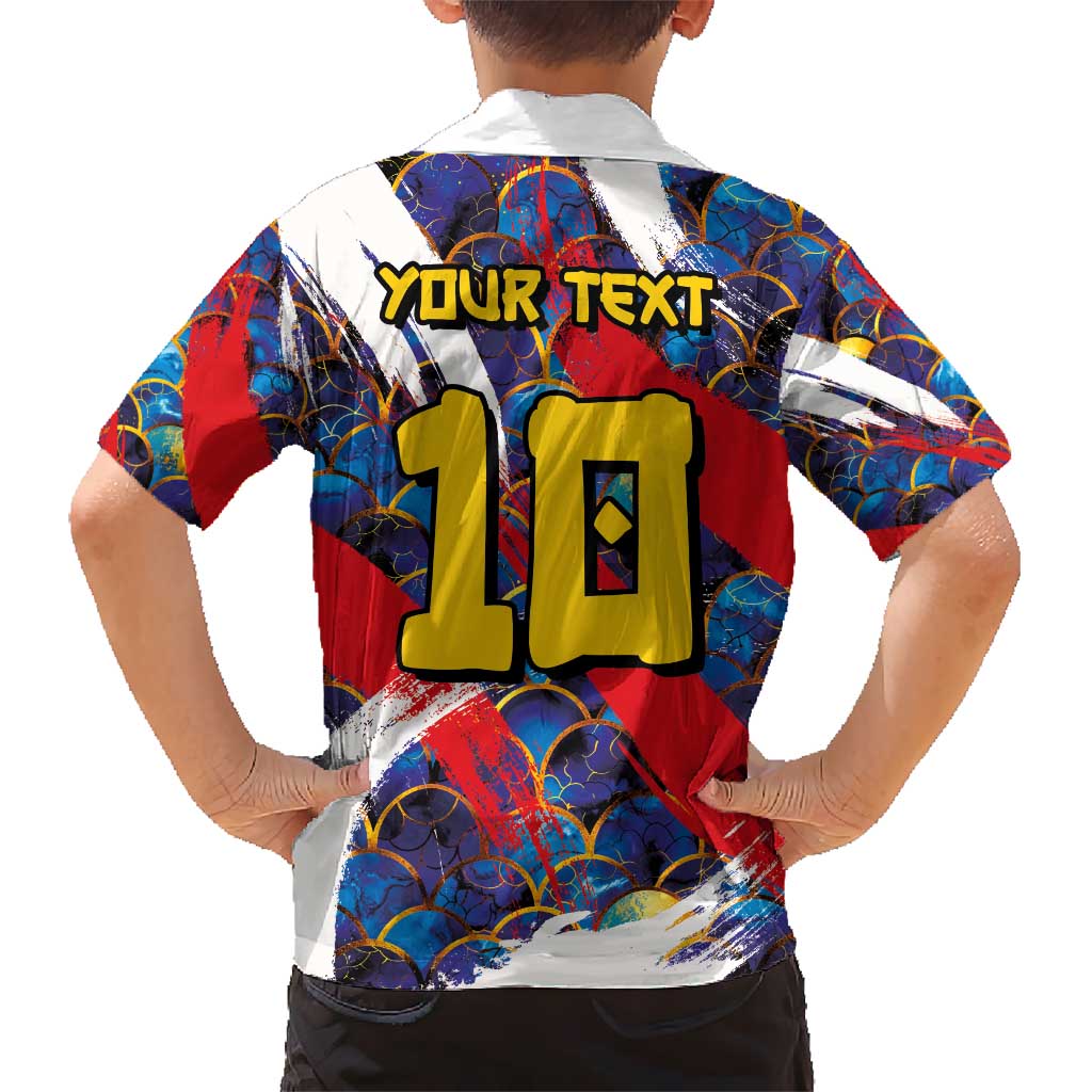 Custom Japan Football Hawaiian Shirt Seigaiha and Brush Style