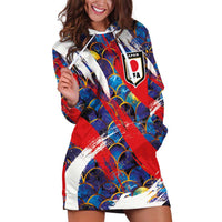 Custom Japan Football Hoodie Dress Seigaiha and Brush Style