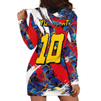 Custom Japan Football Hoodie Dress Seigaiha and Brush Style