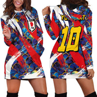 Custom Japan Football Hoodie Dress Seigaiha and Brush Style