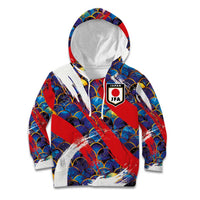Custom Japan Football Kid Hoodie Seigaiha and Brush Style