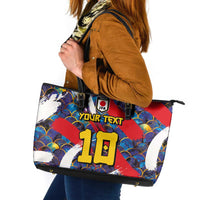 Custom Japan Football Leather Tote Bag Seigaiha and Brush Style