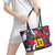 Custom Japan Football Leather Tote Bag Seigaiha and Brush Style