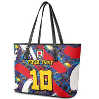 Custom Japan Football Leather Tote Bag Seigaiha and Brush Style