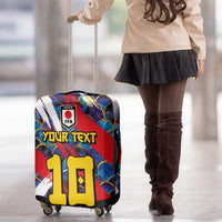 Custom Japan Football Luggage Cover Seigaiha and Brush Style