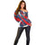 Custom Japan Football Off Shoulder Sweater Seigaiha and Brush Style