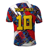 Custom Japan Football Polo Shirt Seigaiha and Brush Style