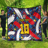 Custom Japan Football Quilt Seigaiha and Brush Style