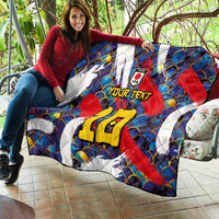 Custom Japan Football Quilt Seigaiha and Brush Style