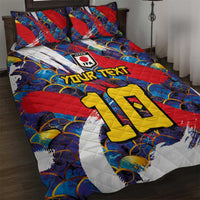 Custom Japan Football Quilt Bed Set Seigaiha and Brush Style