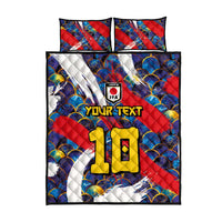 Custom Japan Football Quilt Bed Set Seigaiha and Brush Style