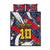 Custom Japan Football Quilt Bed Set Seigaiha and Brush Style