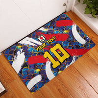 Custom Japan Football Rubber Doormat Seigaiha and Brush Style