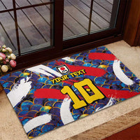 Custom Japan Football Rubber Doormat Seigaiha and Brush Style