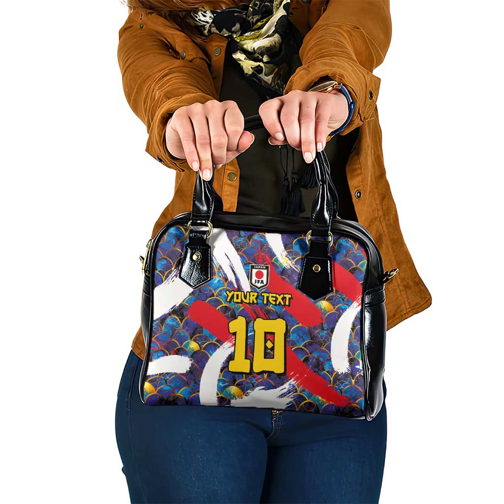 Custom Japan Football Shoulder Handbag Seigaiha and Brush Style