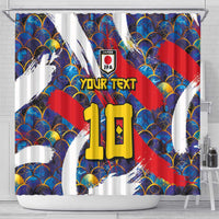 Custom Japan Football Shower Curtain Seigaiha and Brush Style